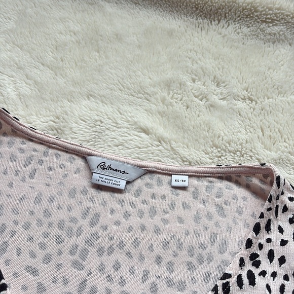 Reitmans Pink Animal Print Tie-Front Blouse | Button-Up 3/4 Sleeve Top - Picture 5 of 6